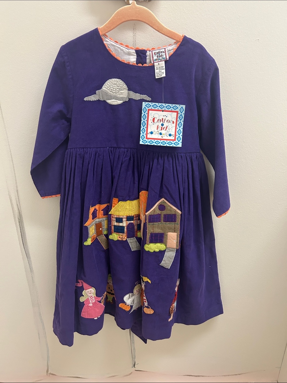 Purple Appliqué Halloween Girls Dress